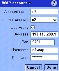 Wap account settings